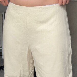 Reformation Petra Linen Low Rise Pedal Pusher Pant Ivory - Size 10